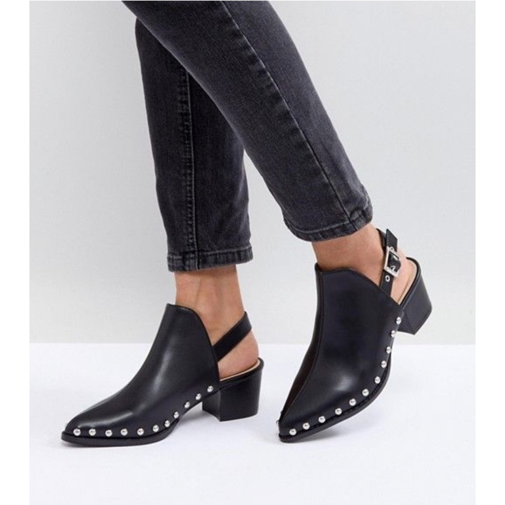 RAID Brandi Black Studded Backless Boots